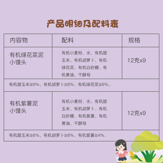 九洲丰园 有机多彩小馒头216克*2袋（36个）宝宝儿童馒头速冻早餐食品面点