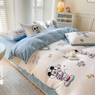 Disney 迪士尼 床上四件套牛奶绒床单被套枕套儿童床上用品学生宿舍单双人床套件 米奇伙伴 被套200*230