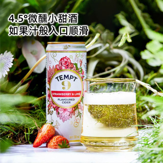 88VIP：TEMPT 西打果酒气泡甜酒微醺低度诱惑9号草莓橙子味330ml丹麦