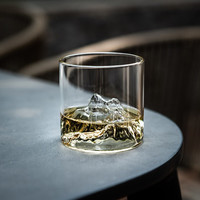 家用日式高硼硅观山玻璃杯 创意果酒茶杯男士泡茶威士忌杯子耐热水杯复古藏山杯酒杯雪山杯 4只装