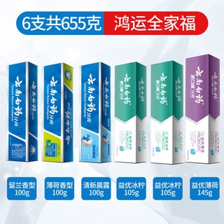 云南白药 牙膏 留兰香全家福家庭装6支 655g 送4支牙刷