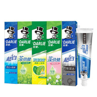 黑人(DARLIE)好来牙膏薄荷超白竹炭绿茶白茶90g*5支清新口气洁白家庭