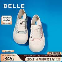 BeLLE 百丽 缎面帆布板鞋女鞋2023春夏新款鞋子休闲鞋子面包鞋B1240AM3