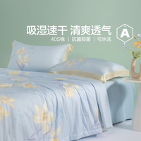 水星家纺空调被A类抗菌可水洗夏凉被芯 薄夏被夏天被子学生宿舍盖被被褥 繁花芷溪抗菌夏被(婴儿蓝) 150x210cm