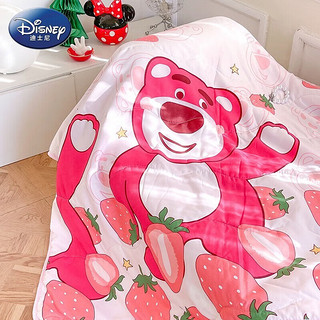 迪士尼（Disney）夏凉被空调被卡通可爱可机洗水洗单人儿童夏天薄被子被芯  萌萌草莓熊 110*150cm单人空调被