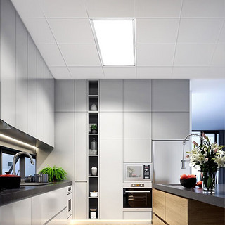 木林森照明led集成吊顶灯嵌入式厨房平板灯铝材卫生间面板厨卫灯300*300银色