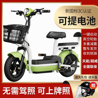 皮皮兔新国标电动车成人电动自行车48V男女代步长续航家用小型电瓶车 绿色 12Ah