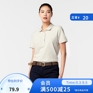 DECATHLON 迪卡侬 polo衫女短袖T恤女高尔夫运动上衣修身透气IVE2 卡其色 XL