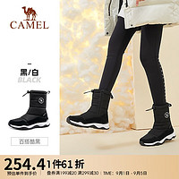 CAMEL 骆驼 女鞋2021秋冬季新款雪地靴加绒高帮棉靴保暖短靴 A143036332，黑/白 36