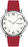 COACH 蔻驰 14503724 雅顿白色表盘红色皮革表带女式 36mm 手表, 红色