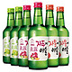 Jinro 真露 烧酒13°青葡萄+李子+西柚 360ml*6瓶混合装 韩国进口 中秋送礼