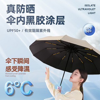 Bing Xu 全自动双人大号雨伞折叠晴雨两用伞黑色太阳伞防晒防紫外线遮阳伞 黑