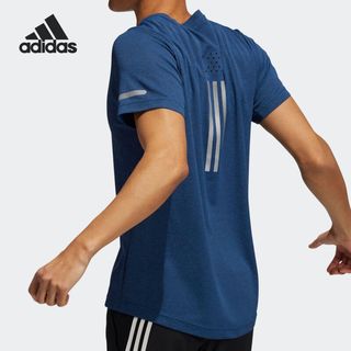 adidas 阿迪达斯 运动短袖男官网夏季圆领速干健身训练耐磨休闲短袖T恤 EB8047 深蓝色 175/92/S