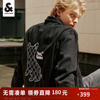 杰克琼斯 杰克·琼斯(JACK&JONES)秋季男装法斗狗上衣翻领棋盘格刺绣 223357028 黑色牛仔 185/104A/XL