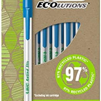 BiC 比克 Ecolutions 圆头圆珠笔，中号笔尖（1.0毫米），蓝色，50支