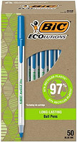 BiC 比克 Ecolutions 圆头圆珠笔，中号笔尖（1.0毫米），蓝色，50支