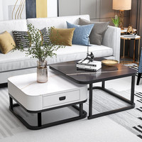 雅美乐电视柜茶几组合套装轻奢卧室电视机柜简易轻奢客厅小户型家用简约 钢化玻璃方形茶几 YCJS98