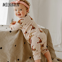 Milkbarn2023婴儿连体衣服新生儿系带和尚服宝宝纯棉哈衣爬服