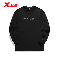 XTEP 特步 秋季卫衣男女外套宽松圆领休闲针织上衣长袖 1黑色-简约 L