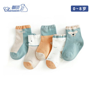 PLUS会员：CHANSSON 馨颂 儿童袜子五双装宝宝袜子中筒袜婴儿袜子 小老鼠 3-5岁