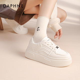 DAPHNE 达芙妮 厚底小白鞋女2023新款夏季爆款鞋子女百搭秋季休闲板鞋女款