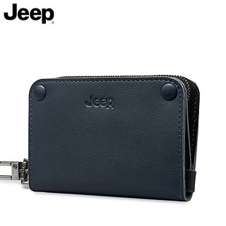 Jeep钥匙包男大容量卡包真皮二合一汽车钥匙收纳挂包零钱包 蓝色920082680