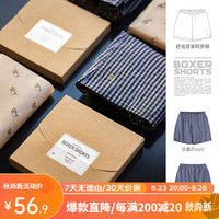 MADEN 马登 工装 休闲格子短裤宽松薄款平角阿罗裤大裤衩居家五分裤男夏 藏青格 S