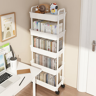 可移动书架置物架儿童玩具收纳架阅读家用小推车落地多层简易书柜