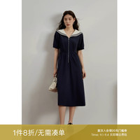 独束大码女装海军风撞色减龄连衣裙女夏微胖mm裙子