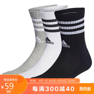 adidas 阿迪达斯 男女 配件系列 3S C SPW CRW 3P 运动 运动袜 IC1323 M码