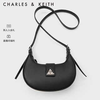 CHARLES & KEITH 23秋季新品简约三角扣新月包腋下包单肩包包