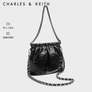 CHARLES & KEITH 秋季新品链条单肩腋下托特包小号流浪包包女包女士黑色 M