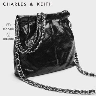 CHARLES & KEITH 秋季新品链条单肩腋下托特包小号流浪包包女包女士黑色 M