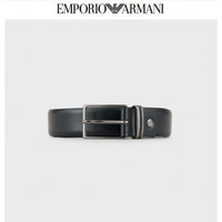 阿玛尼 EMPORIO ARMANI（ARMANI）春夏男士儒雅纹理饰面标识针扣腰带 80001-黑色 100cm