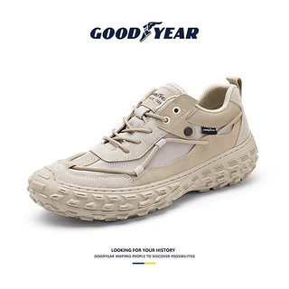 固特异（Goodyear）轮胎底男鞋夏季2023网面鞋软底透气户外登山鞋防滑耐磨运动鞋 沙色 38