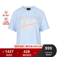阿玛尼 EMPORIO ARMANI(ARMANI)女士棉质宽松版圆领短袖T恤女装春夏 3R2T7Z 2JQ4Z 0703 浅蓝色绳绒标识 XS