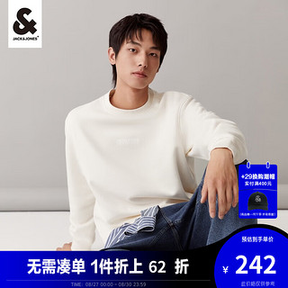 杰克·琼斯（JACK&JONES）秋季潮舒适百搭款宽松圆领字母刺绣加绒卫衣男223333109 米白色-A07 165/88A/XS