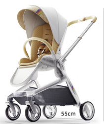 BeBeBus 藝術家嬰兒車推車可坐可躺新生兒寶輕便折疊雙向高景觀 香檳金
