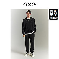 GXG男装 黑色拼接设计宽松针织长裤休闲裤锥形 2023年秋季 黑色 170/M