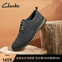 Clarks 其乐 查特里系列男鞋布洛克雕花英伦风商务舒适皮鞋 黑色 261739357 45