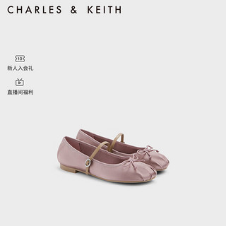 CHARLES&KEITH23秋季蝴蝶结平底玛丽珍鞋芭蕾舞鞋CK1-71720057 粉红色Pink 38