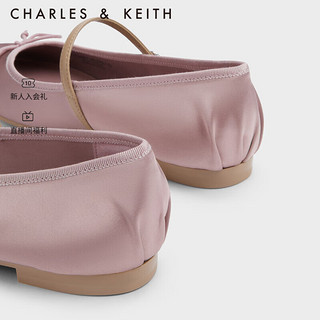 CHARLES&KEITH23秋季蝴蝶结平底玛丽珍鞋芭蕾舞鞋CK1-71720057 粉红色Pink 38