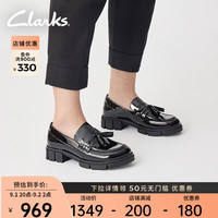 Clarks其乐媞拉系列女鞋2023JK学院风厚底英伦乐福鞋 黑色261689984 35.5