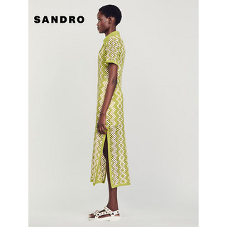 SANDRO2023夏季女装气质针织镂空长款法式连衣裙SFPRO03066 84/卡其色 34