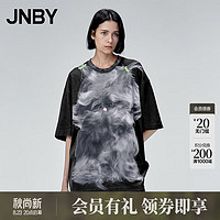 江南布衣（JNBY）23秋T恤女宽松短袖印花5N8113730 001/本黑 XS