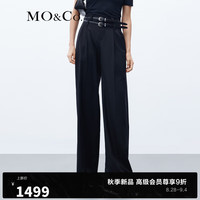 MOu0026Co.2023秋新品双腰带含绵羊毛简约高腰西裤休闲裤MBC3PAT018 黑色 XS/155