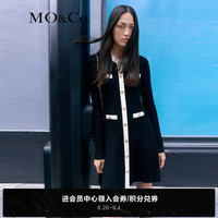 MO&Co.23秋法式雕花金扣修身A摆针织连衣裙MBC3DRST10 黑色 XS/155