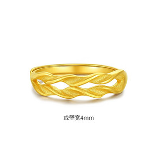 潮宏基 花韵麦穗黄金戒指女士足金指环手饰计价工费180元 3.25g