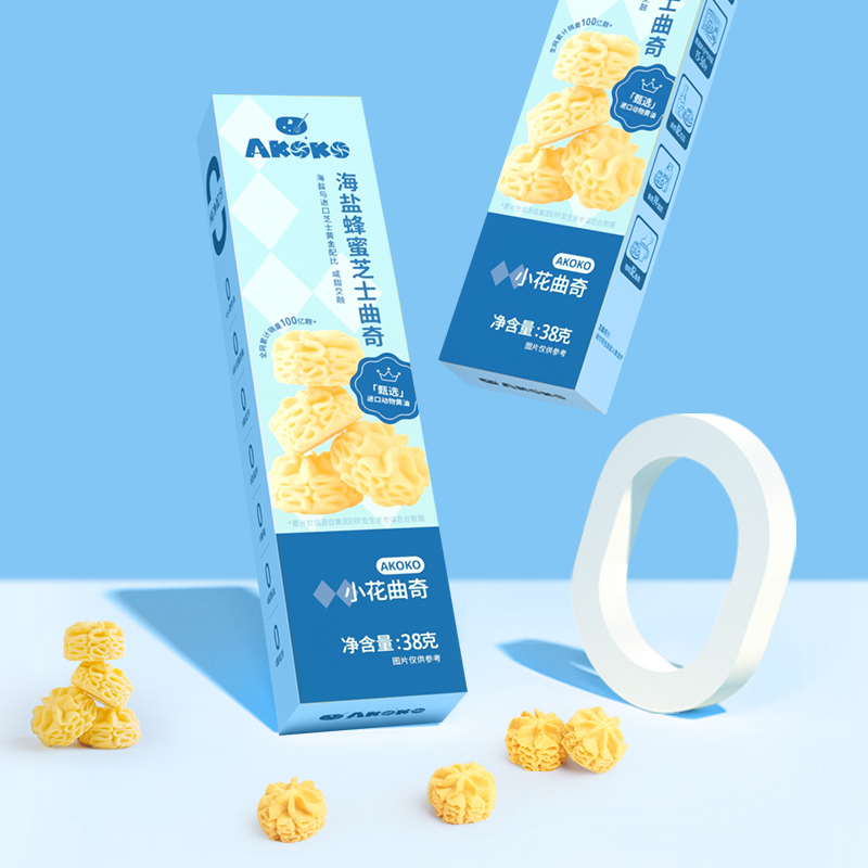 AKOKO黄油曲奇饼干减糖抹茶咖啡海盐芝士榴莲味小包装零食38g