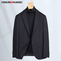 CeiaonKaenu春秋羊毛休闲西装男外套时尚青年保暖便西上衣男士小西服 黑色 180